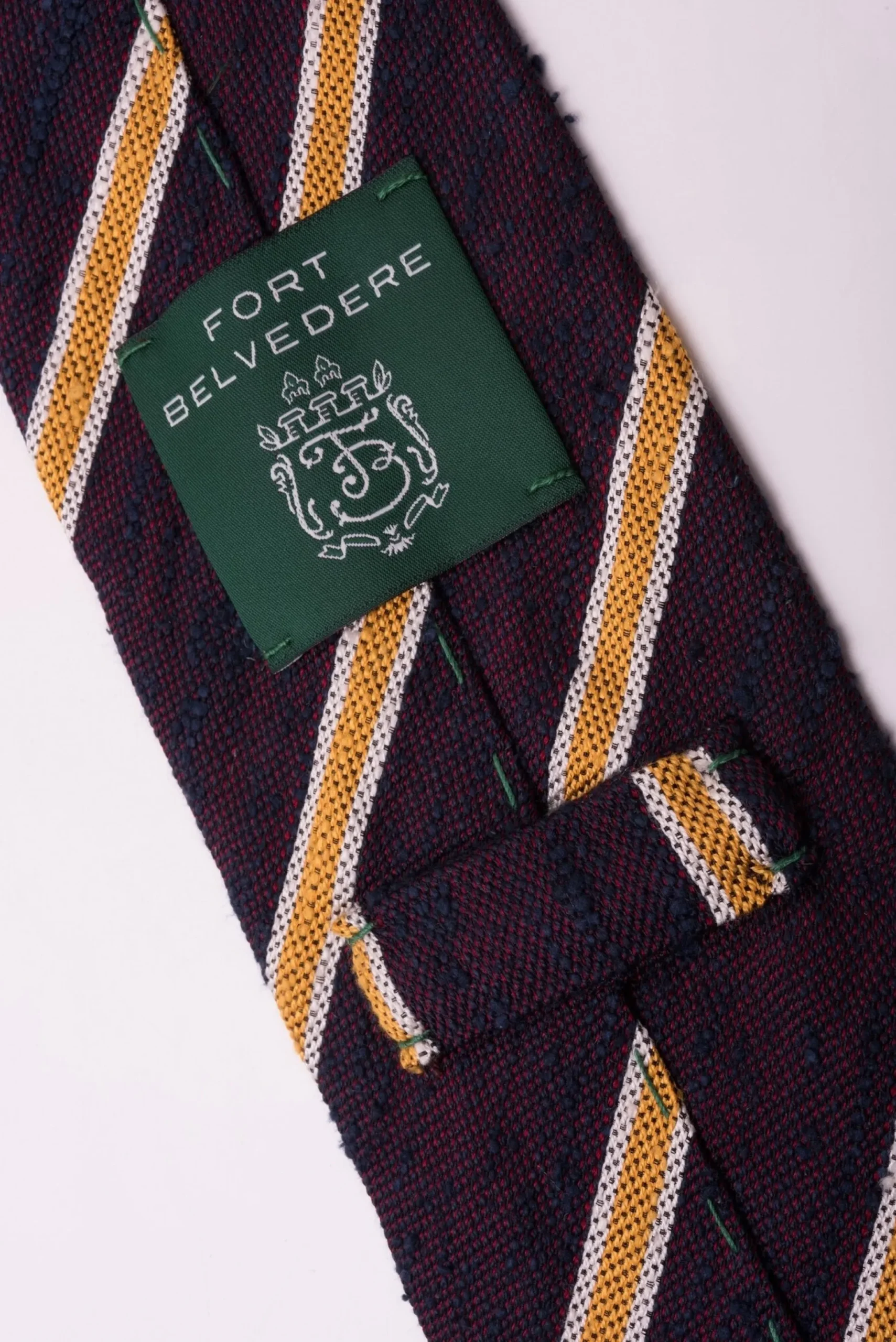 Navy Blue & Red Striped Shantung Silk Tie
