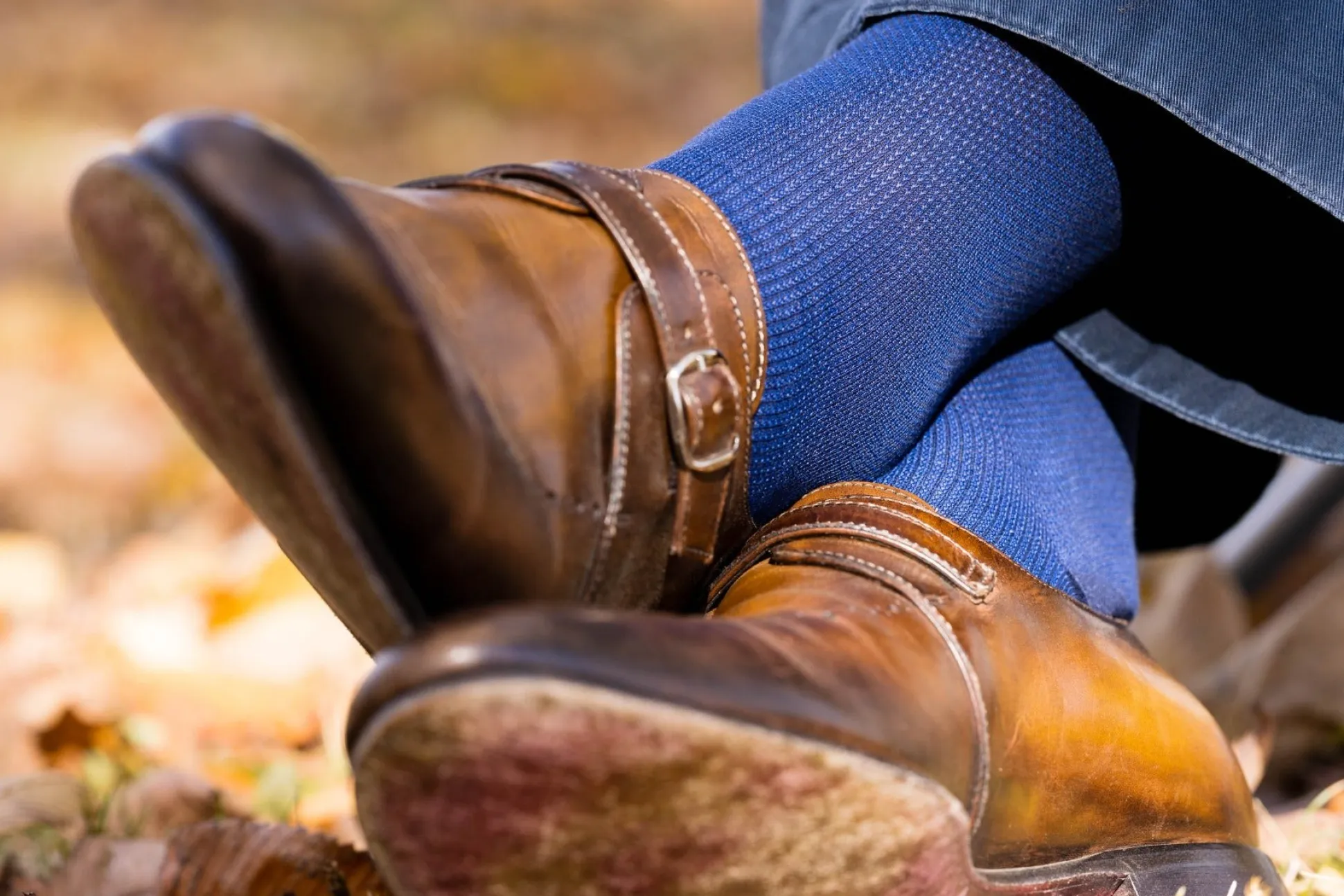Navy Blue & Royal Blue Two-Tone Solid Socks