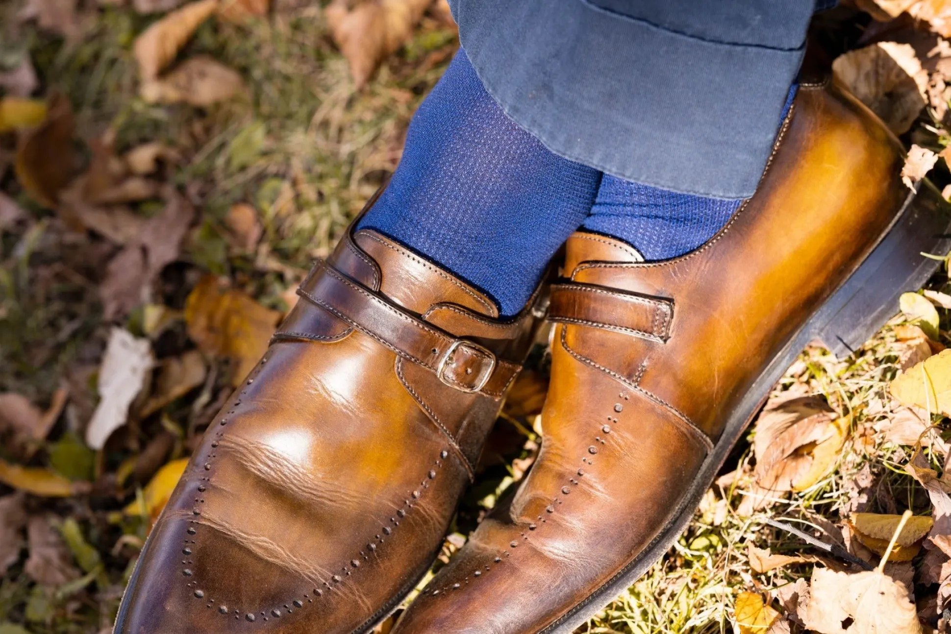 Navy Blue & Royal Blue Two-Tone Solid Socks