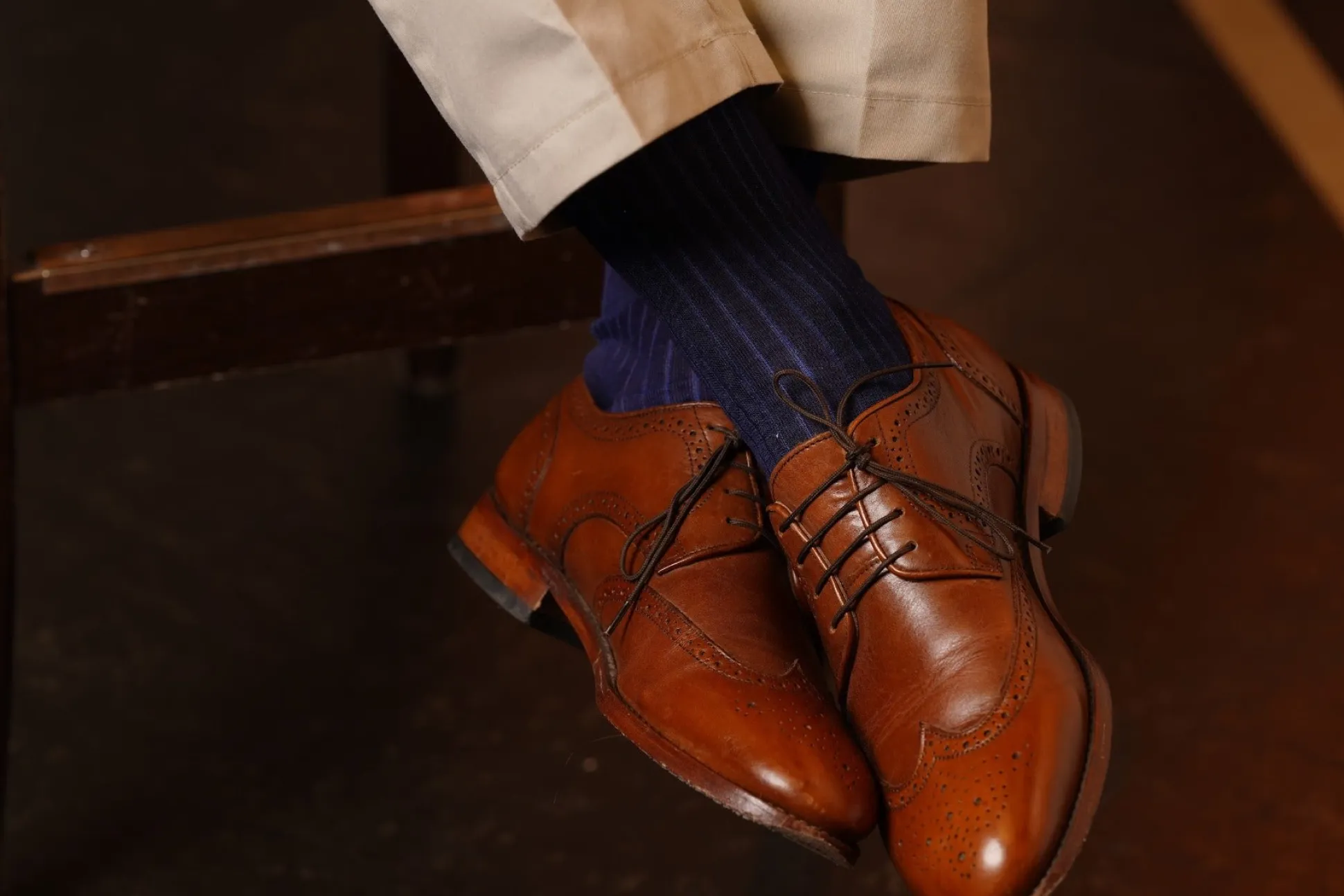 Navy & Blue Shadow Stripe Lightweight Cotton Socks