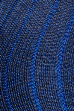 Navy & Blue Shadow Stripe Midweight Cotton Socks