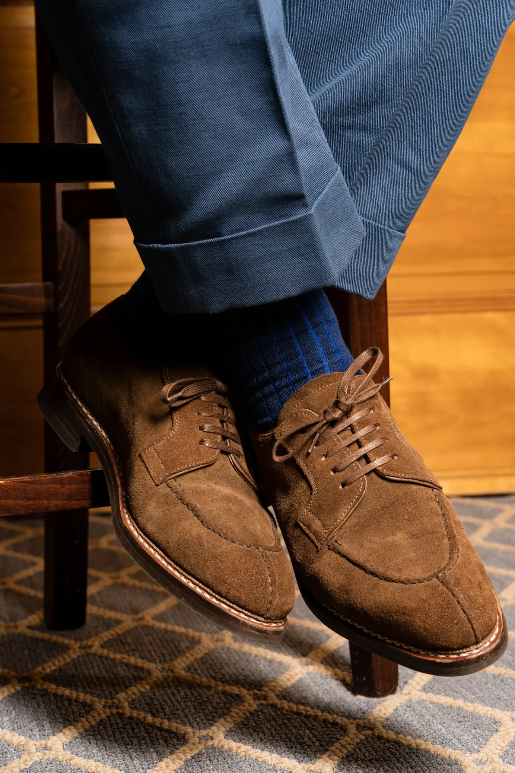 Navy & Blue Shadow Stripe Midweight Cotton Socks