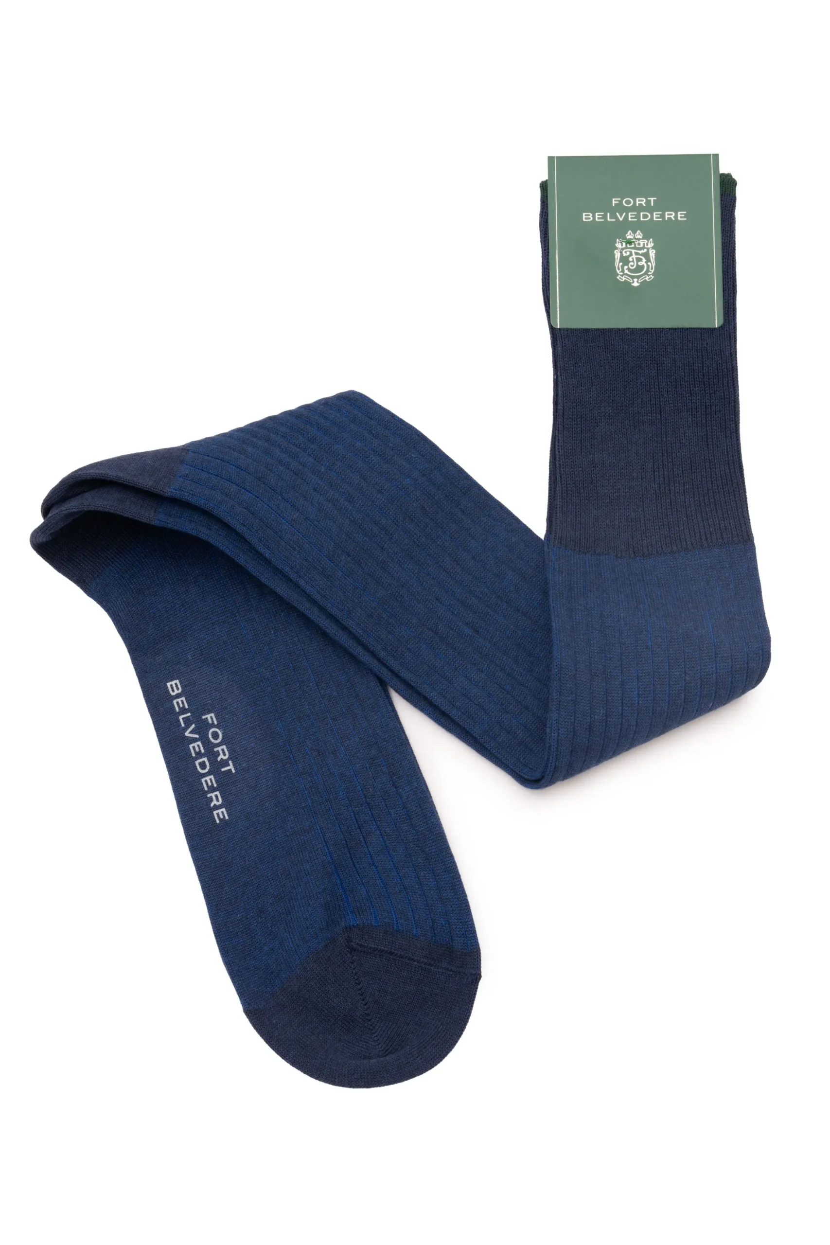 Navy & Blue Shadow Stripe Midweight Cotton Socks