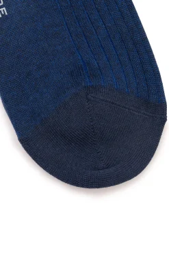 Navy & Blue Shadow Stripe Midweight Cotton Socks