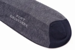 Navy Blue & White Two-Tone Solid Socks