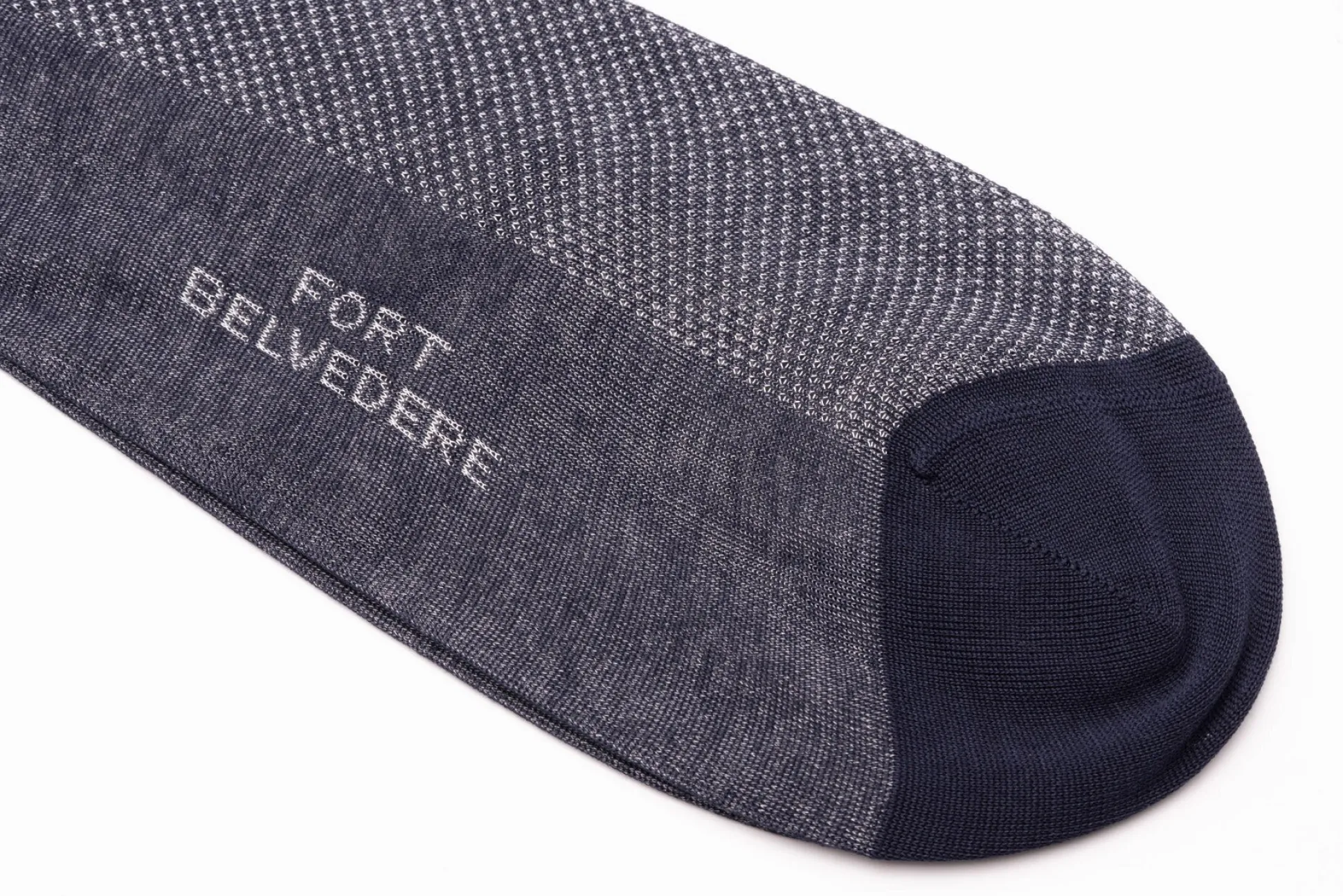 Navy Blue & White Two-Tone Solid Socks