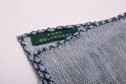 Navy Blue X-Stitch Edge Blue Linen Pocket Square