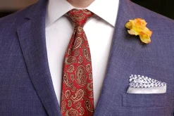Navy Blue X-Stitch Edge White Linen Pocket Square
