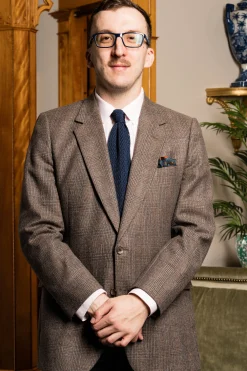 Navy Blue Zigzag Silk Knit Tie
