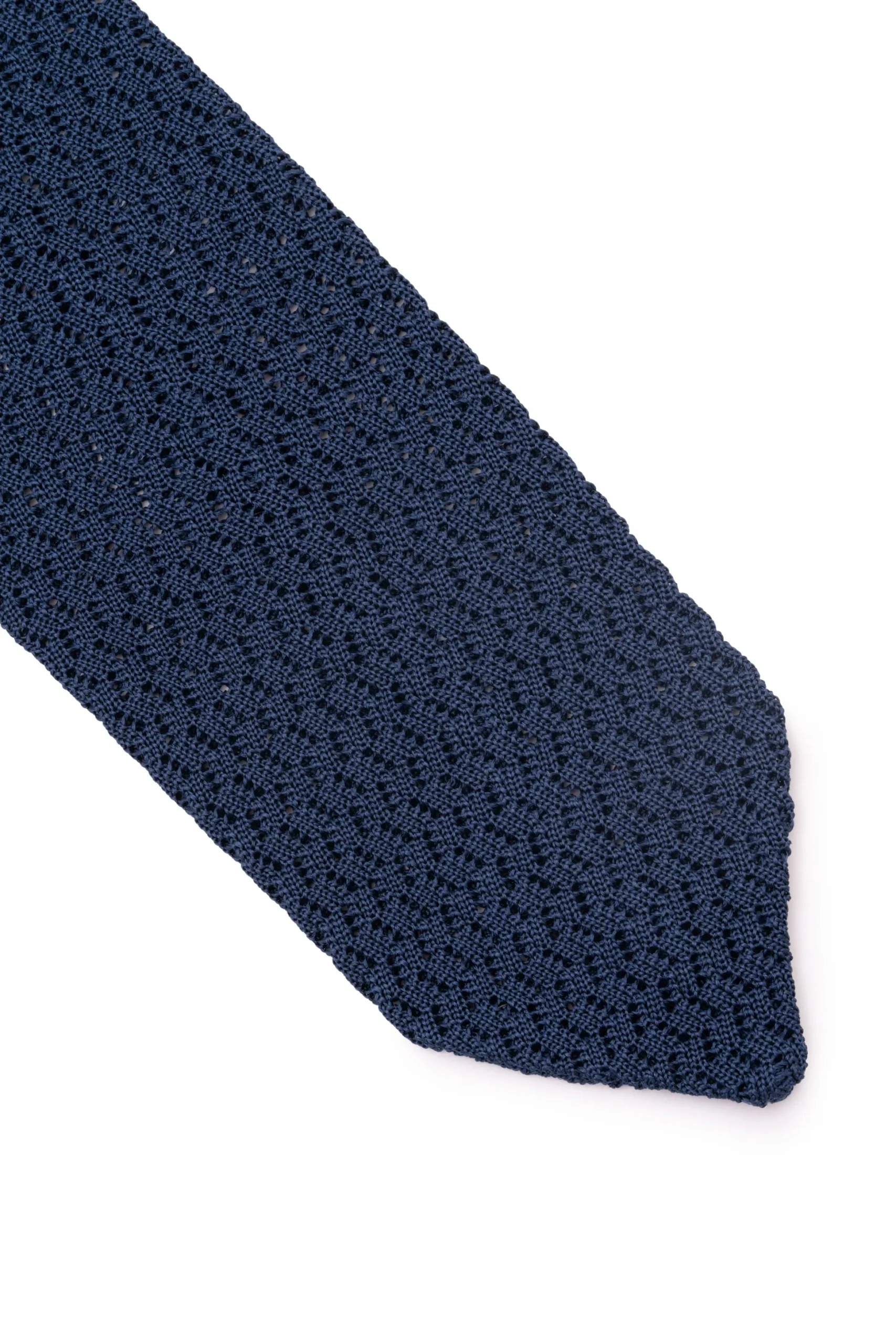 Navy Blue Zigzag Silk Knit Tie