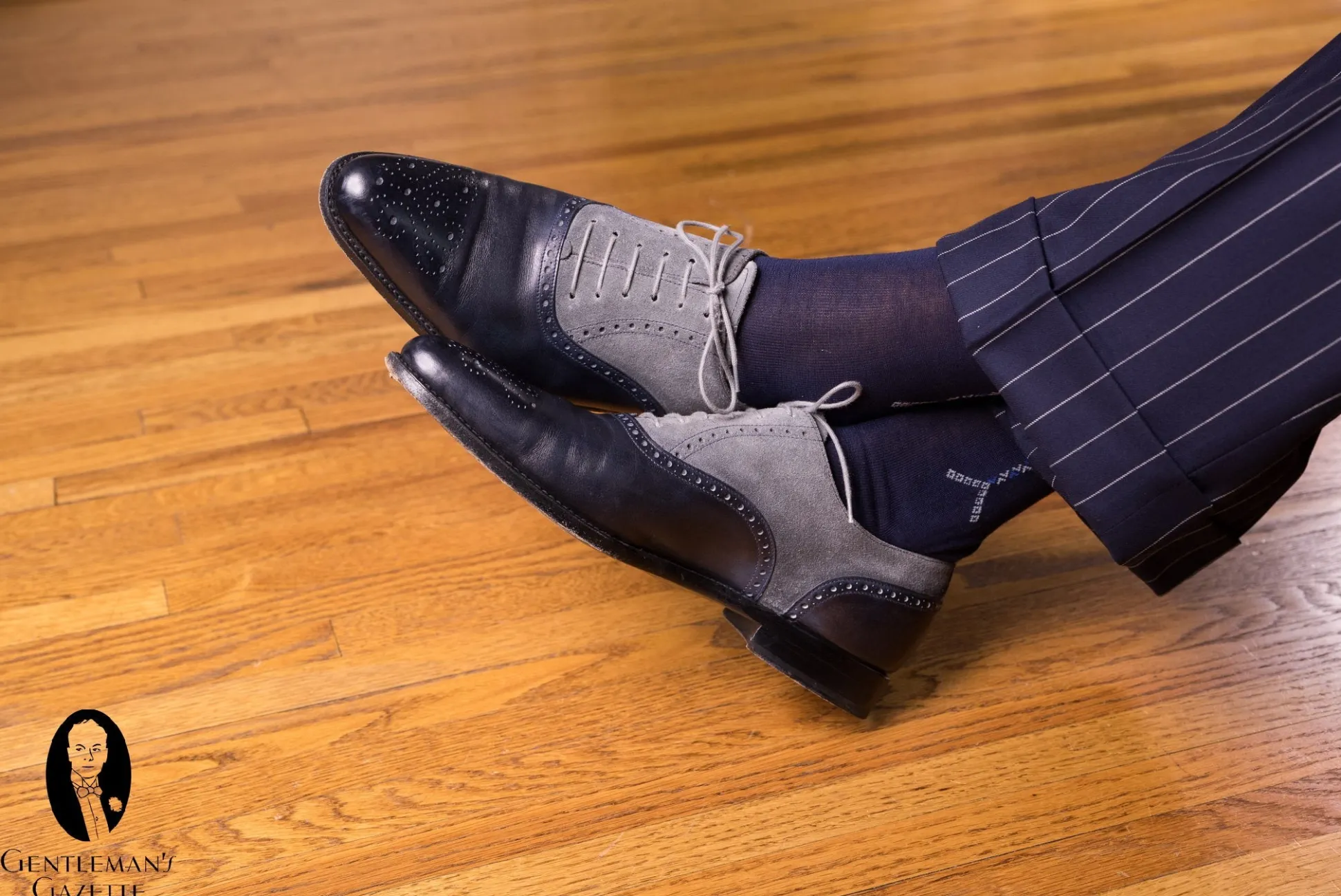 Navy Cotton Socks with Blue & White Clocks