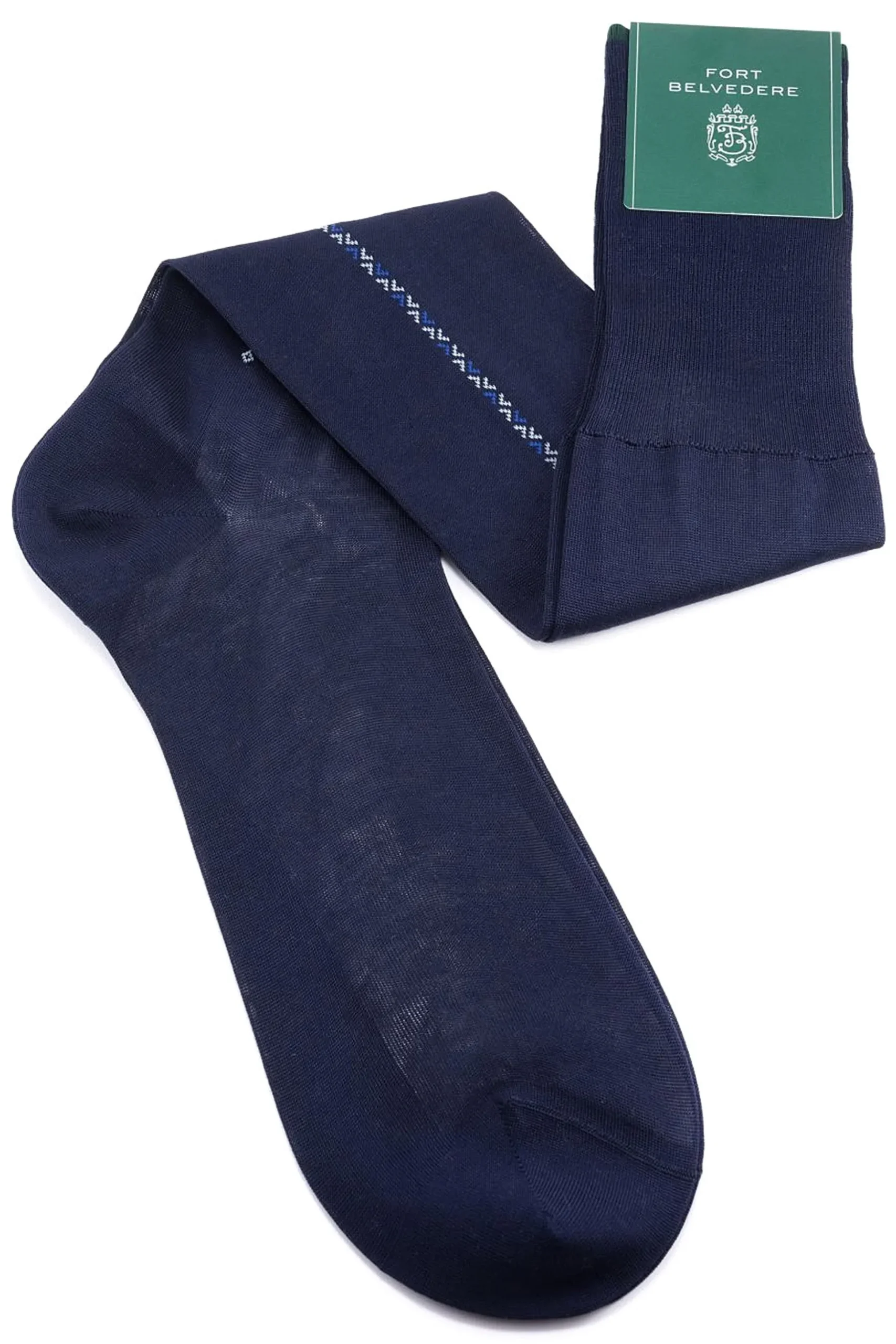Navy Cotton Socks with Blue & White Clocks