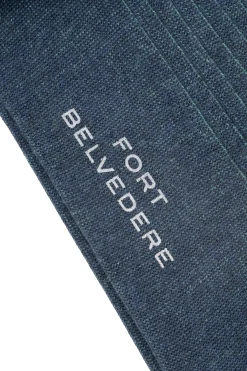Navy & Green Shadow Stripe Midweight Cotton Socks
