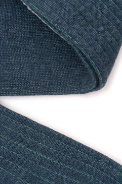 Navy & Green Shadow Stripe Midweight Cotton Socks