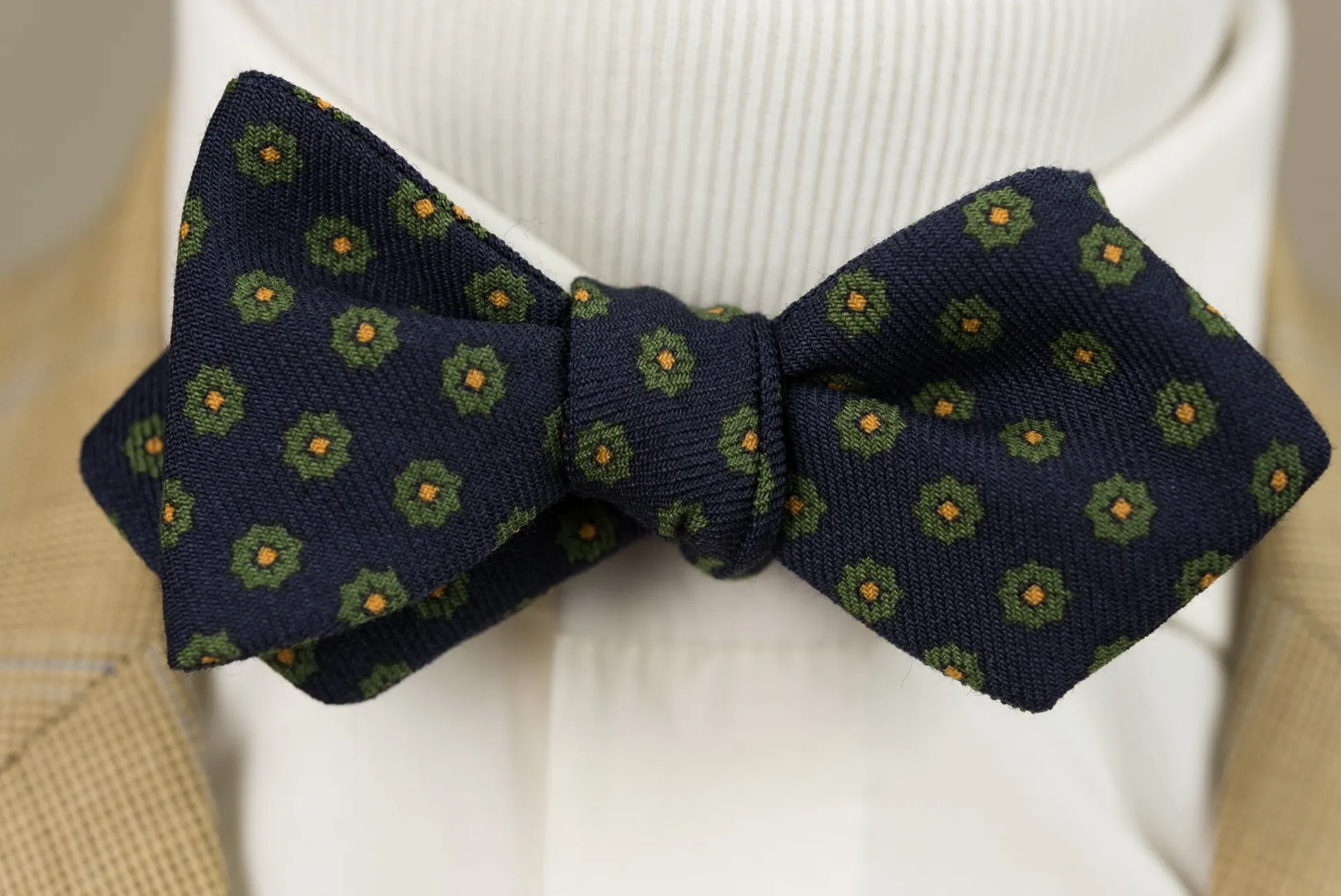 Navy Neats Wool Challis Bow Tie