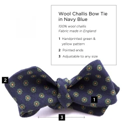 Navy Neats Wool Challis Bow Tie