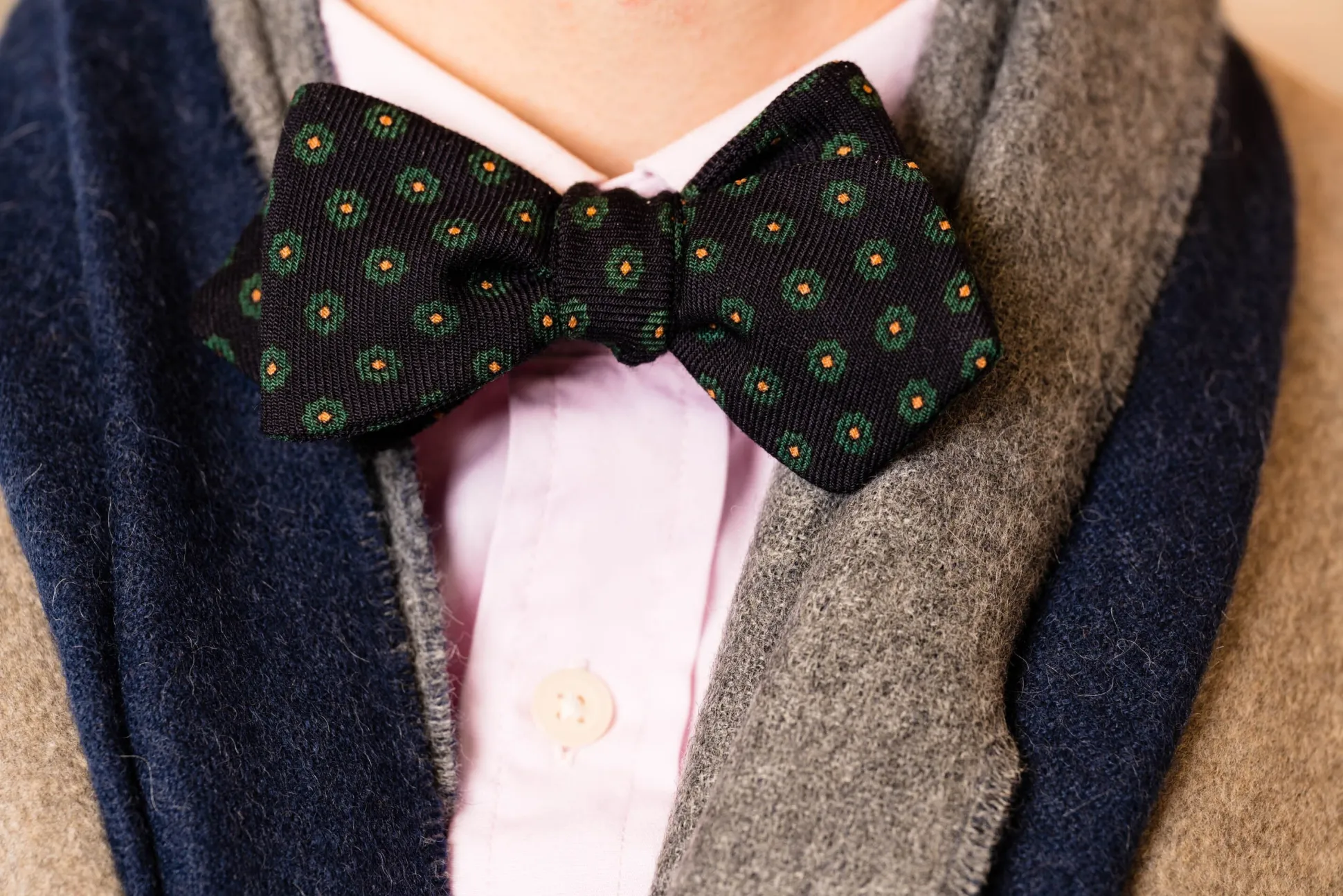 Navy Neats Wool Challis Bow Tie
