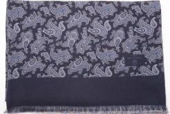Navy Paisley & Diamond Double Sided Scarf