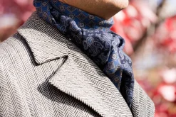 Navy Paisley & Diamond Double Sided Scarf