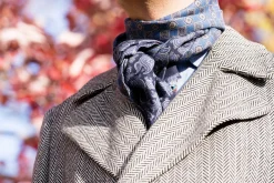 Navy Paisley & Diamond Double Sided Scarf