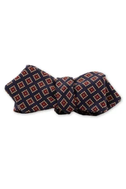Navy & Red Diamond Madder Silk Bow Tie