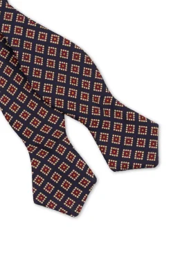 Navy & Red Diamond Madder Silk Bow Tie