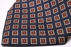 Navy & Red Diamond Madder Silk Tie
