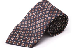 Navy & Red Diamond Madder Silk Tie
