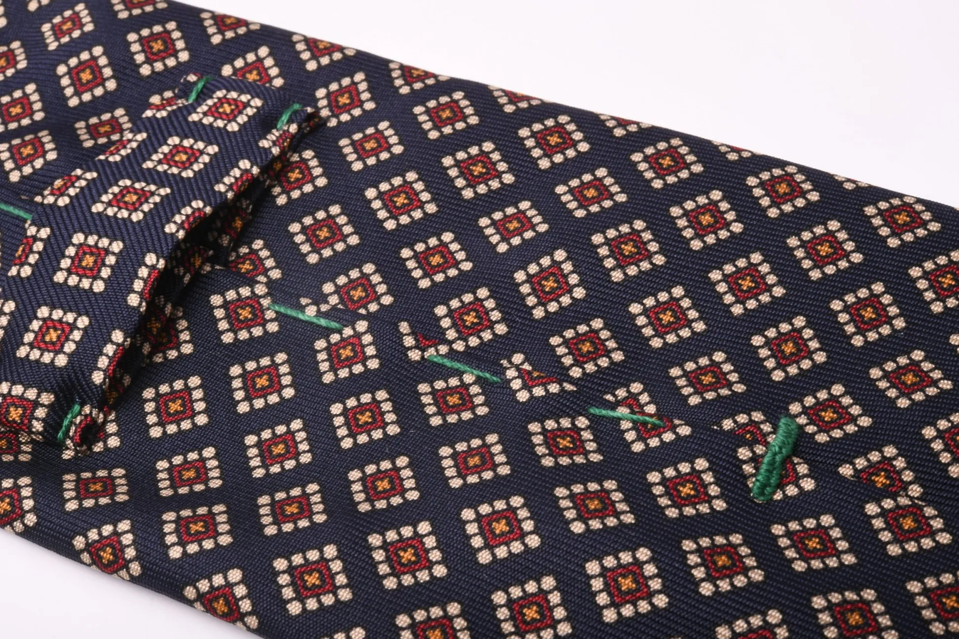 Navy & Red Diamond Madder Silk Tie