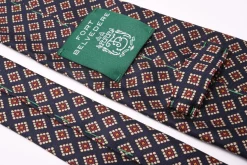 Navy & Red Diamond Madder Silk Tie