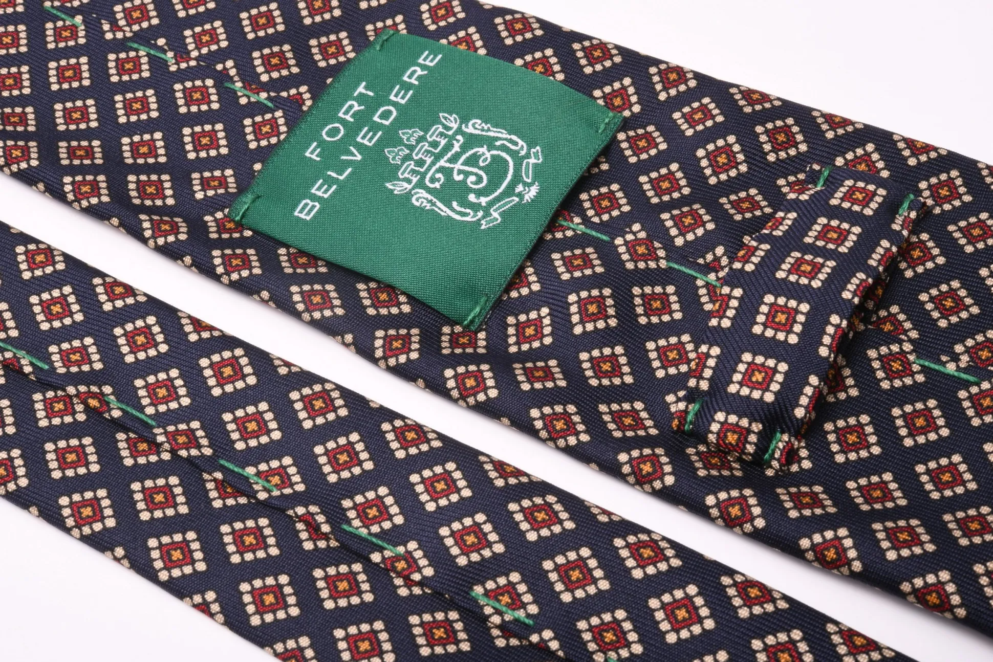 Navy & Red Diamond Madder Silk Tie