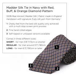 Navy & Red Diamond Madder Silk Tie