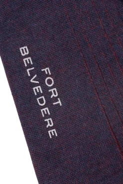 Navy & Red Shadow Stripe Midweight Cotton Socks
