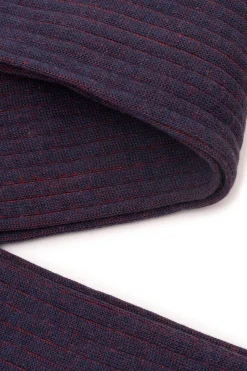 Navy & Red Shadow Stripe Midweight Cotton Socks