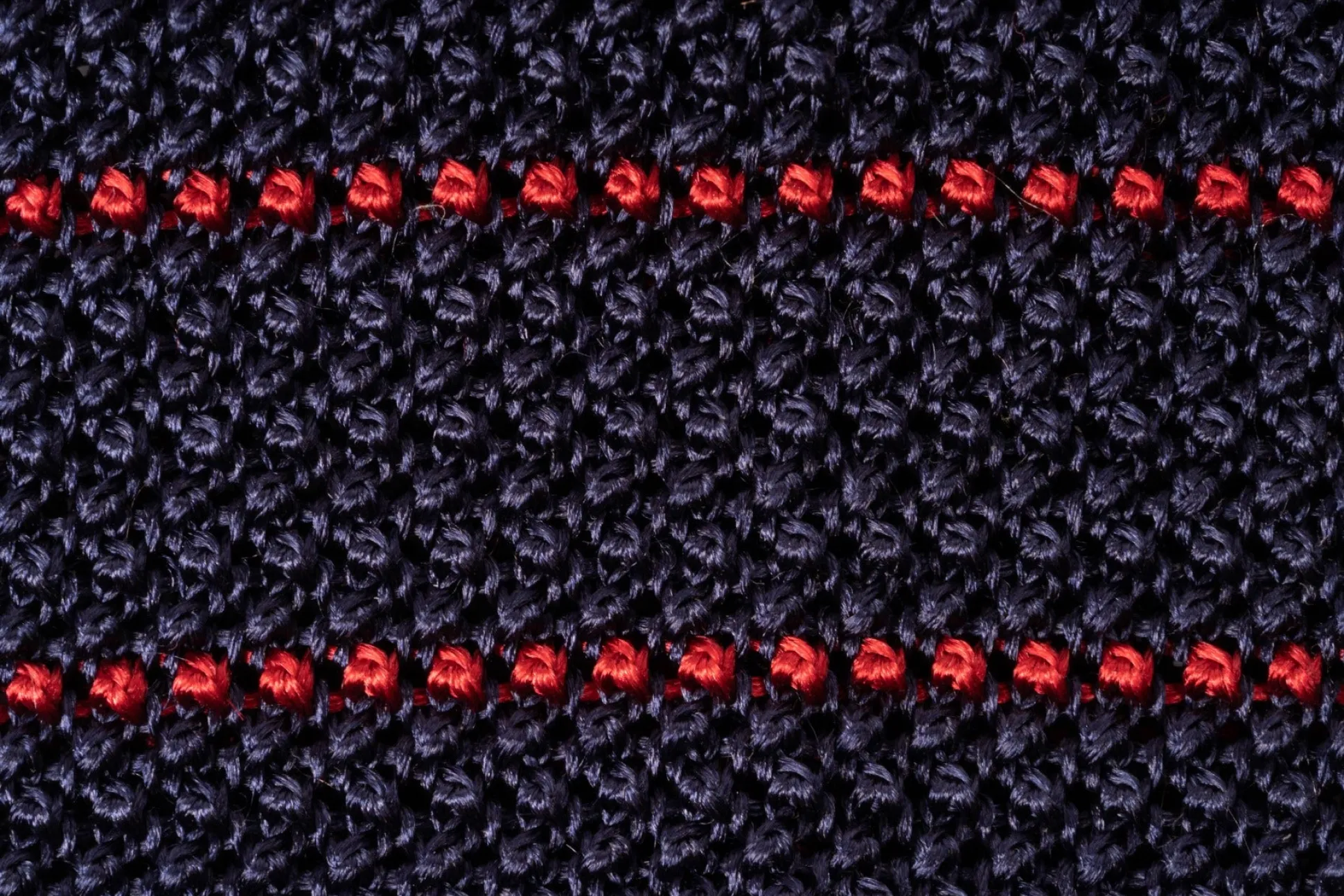 Navy & Red Striped Silk Knit Tie