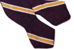 Navy, Red & Yellow Striped Shantung Silk Bow Tie