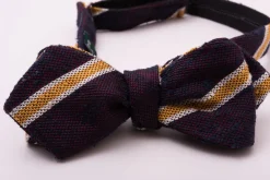 Navy, Red & Yellow Striped Shantung Silk Bow Tie