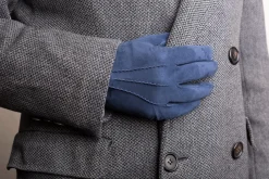 Navy Unlined Lamb Suede Gloves