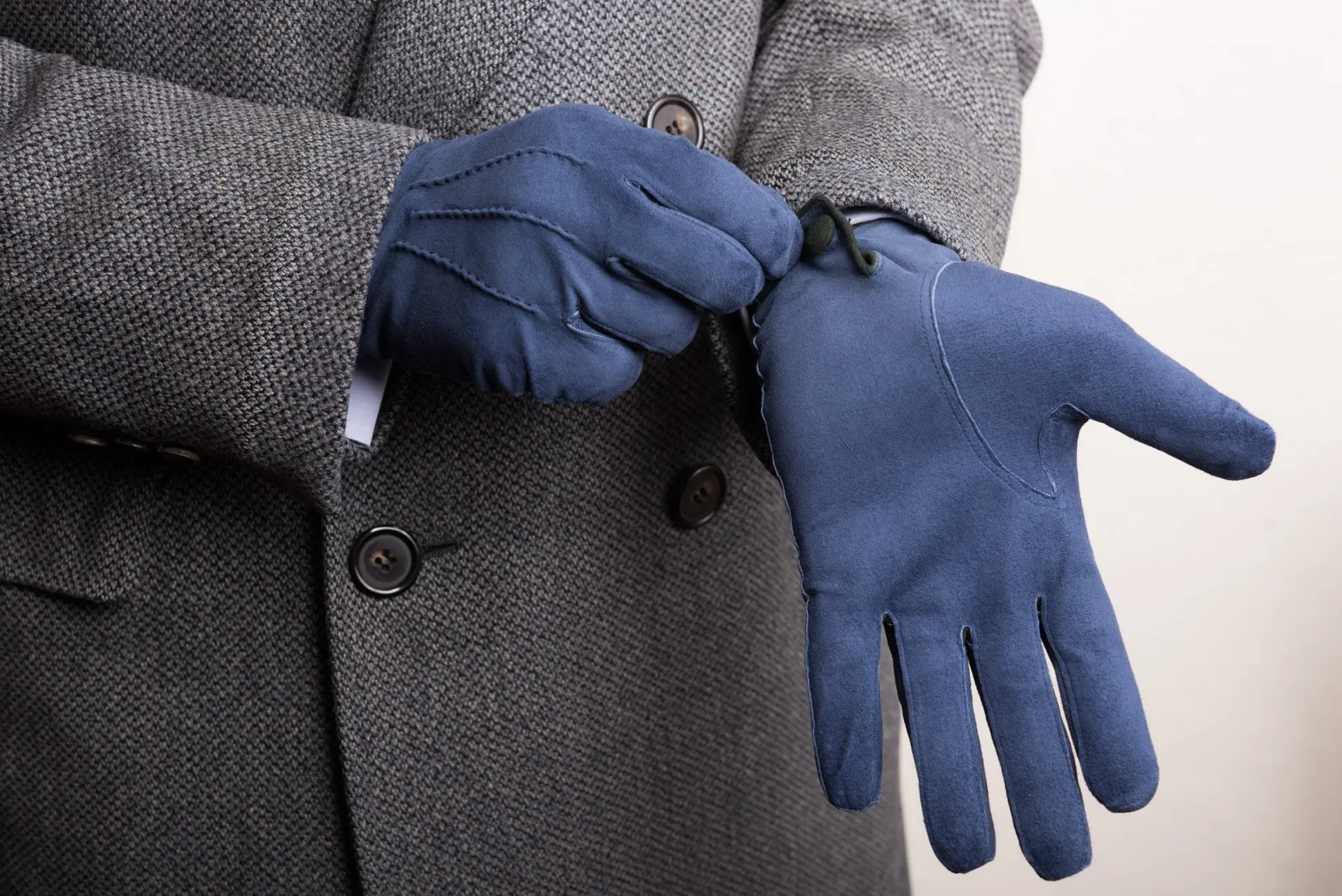 Navy Unlined Lamb Suede Gloves