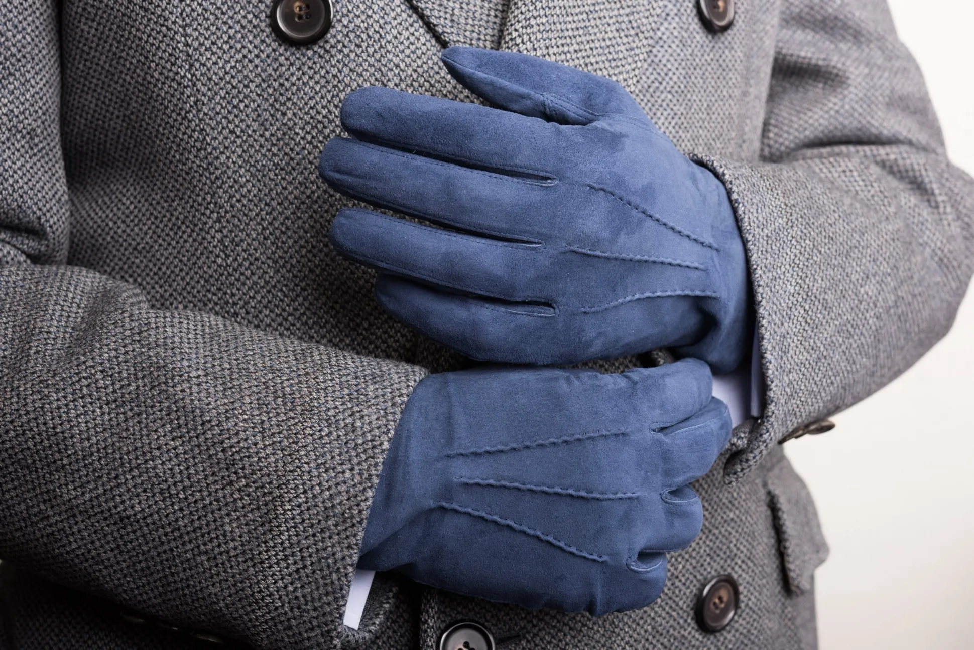 Navy Unlined Lamb Suede Gloves