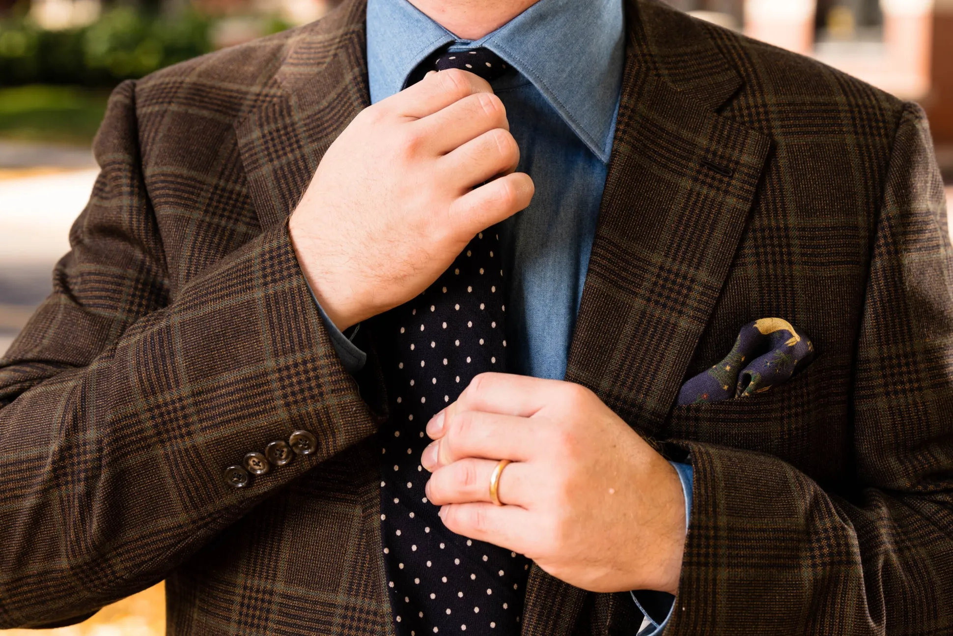 Navy & White Polka Dot Wool Challis Tie