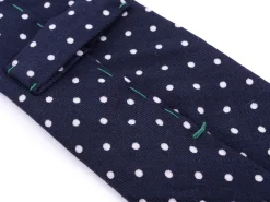 Navy & White Polka Dot Wool Challis Tie