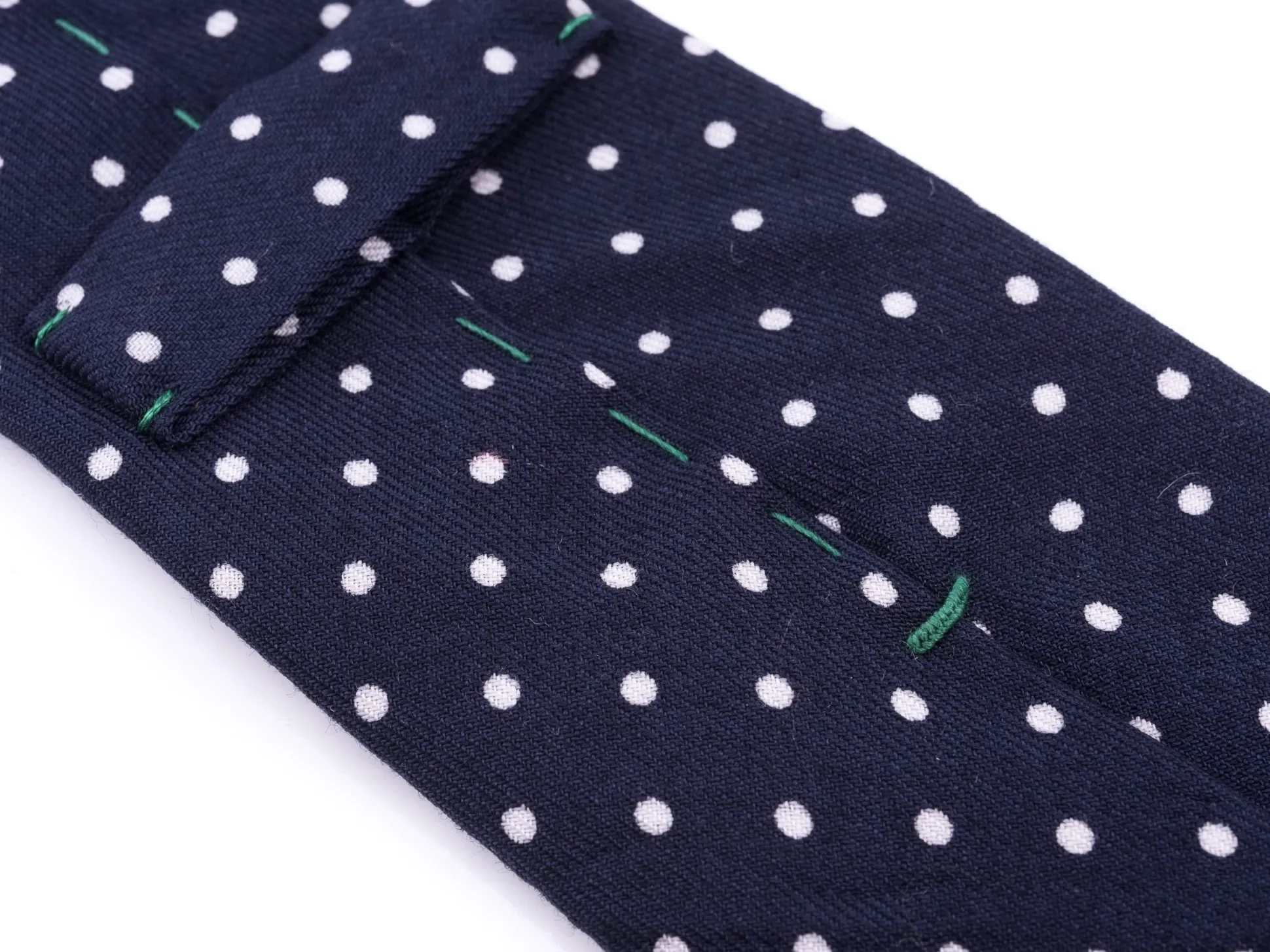 Navy & White Polka Dot Wool Challis Tie