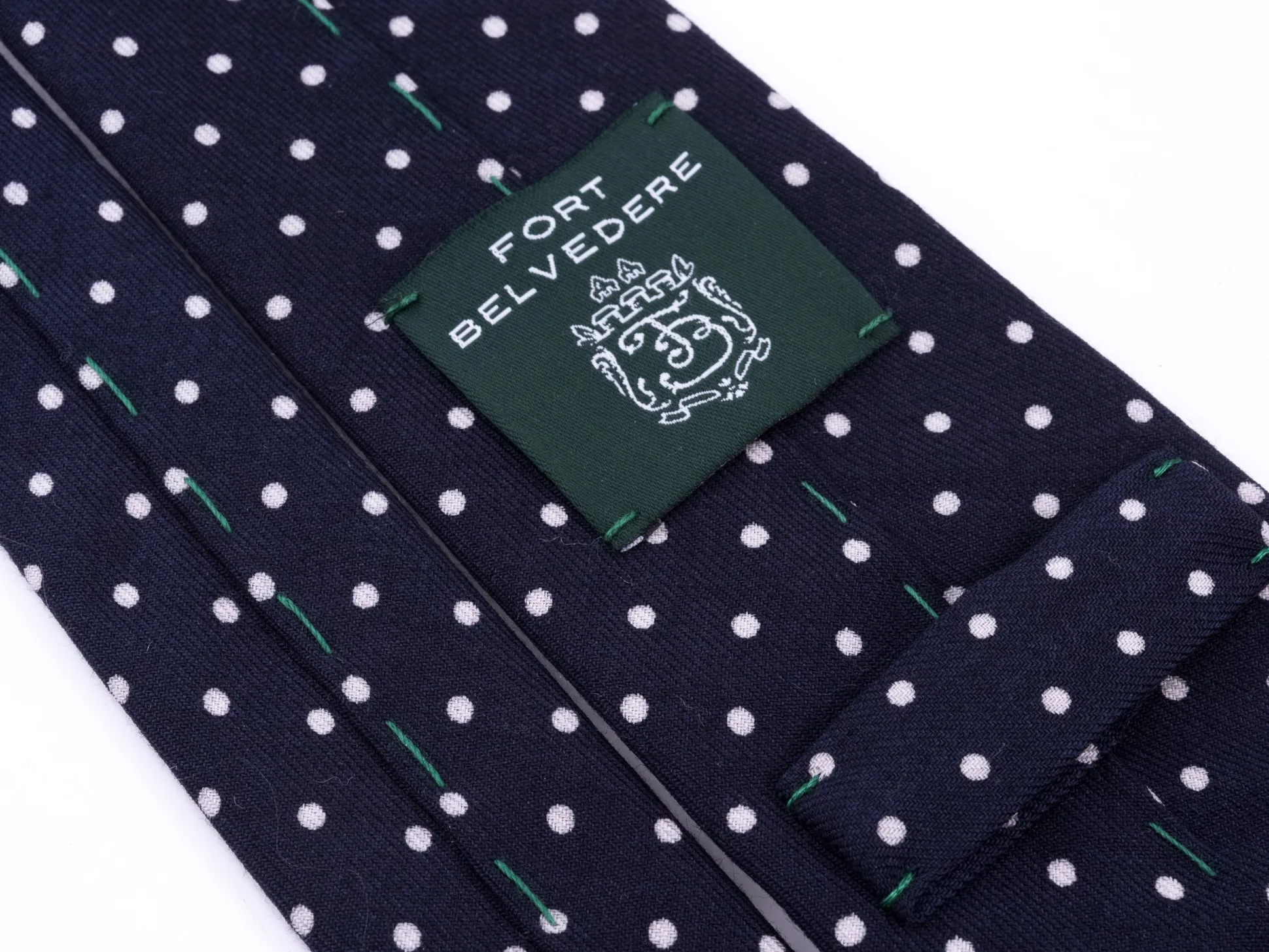 Navy & White Polka Dot Wool Challis Tie