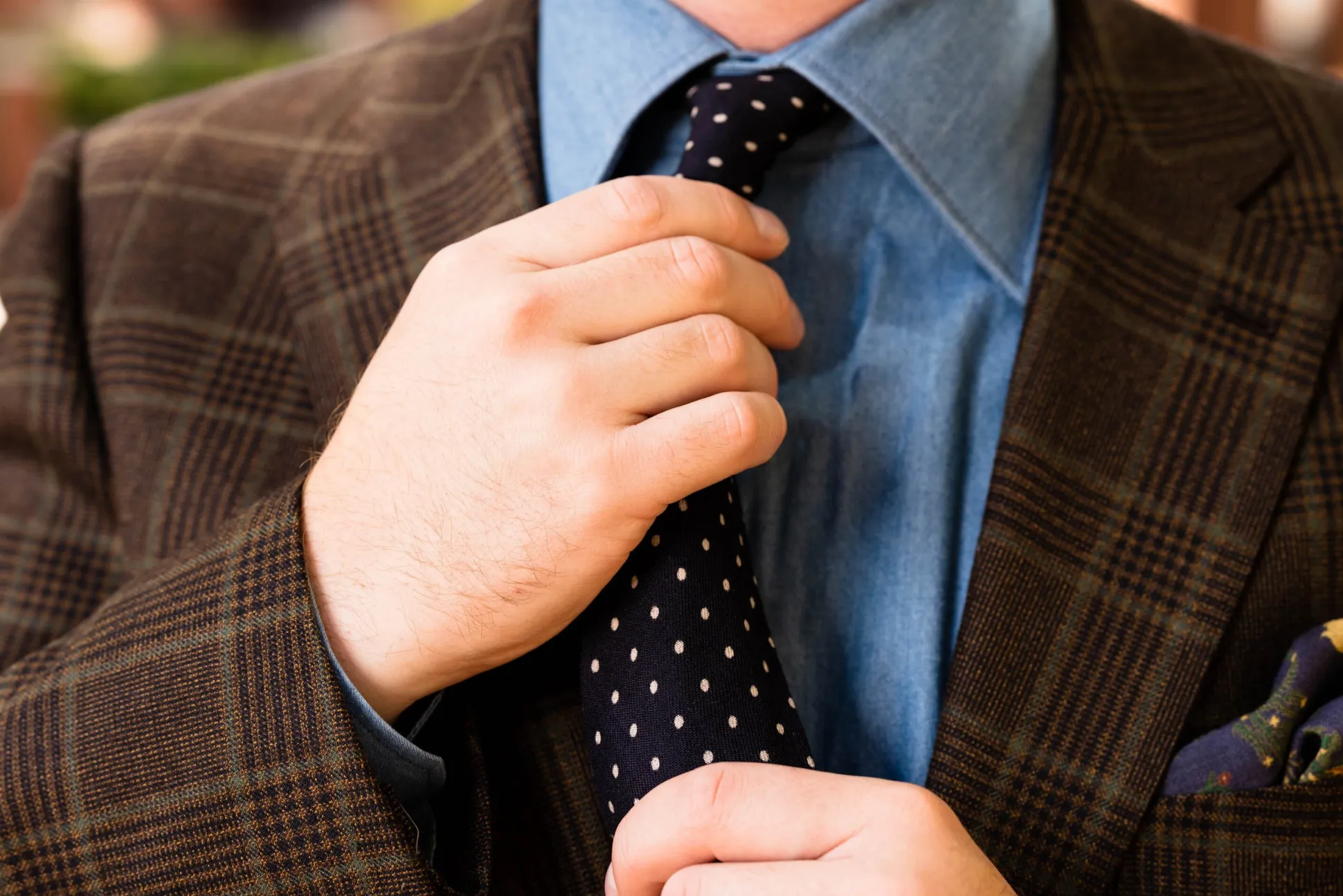 Navy & White Polka Dot Wool Challis Tie