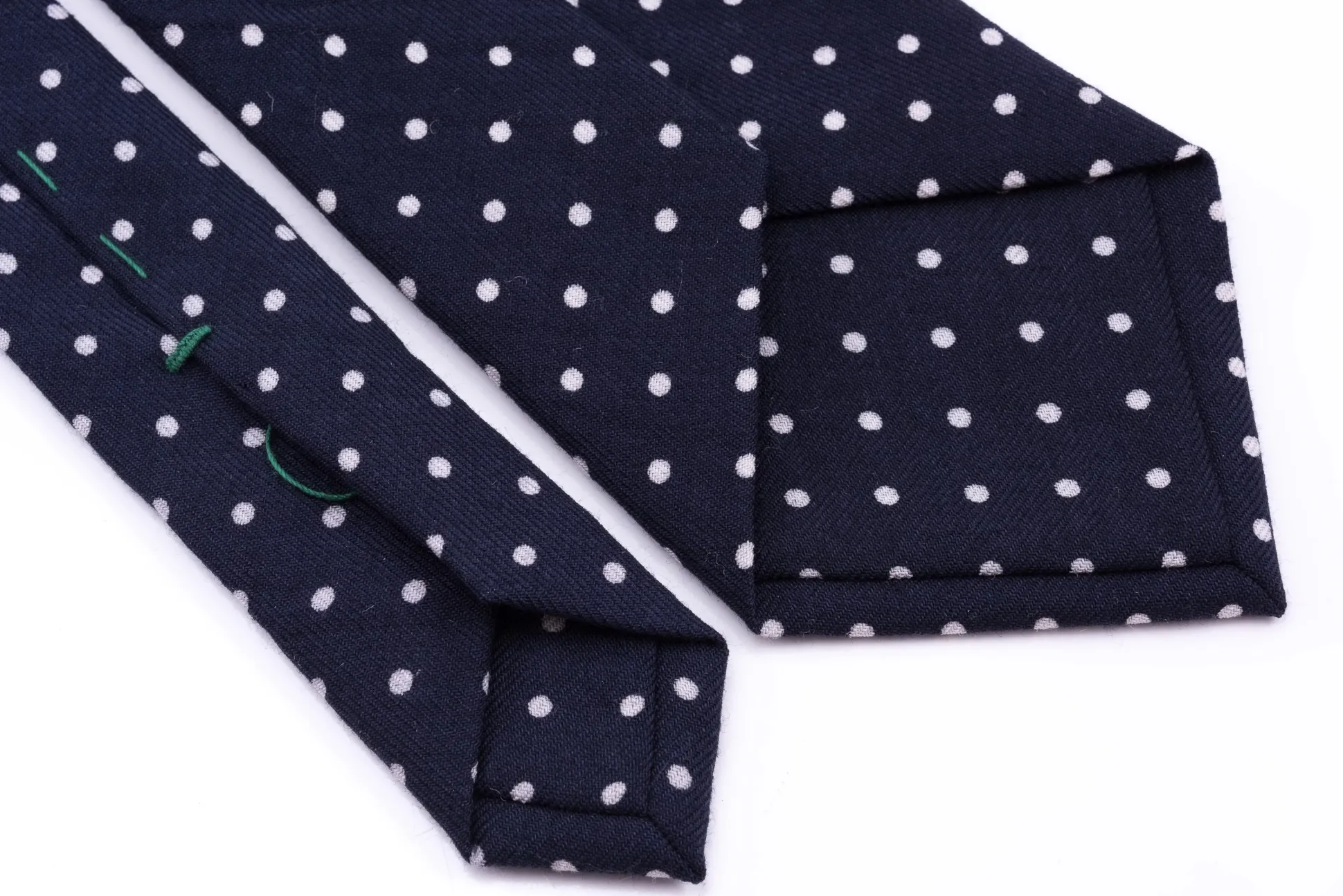 Navy & White Polka Dot Wool Challis Tie
