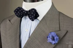 Navy & White Polka Dot Wool Challis Bow Tie