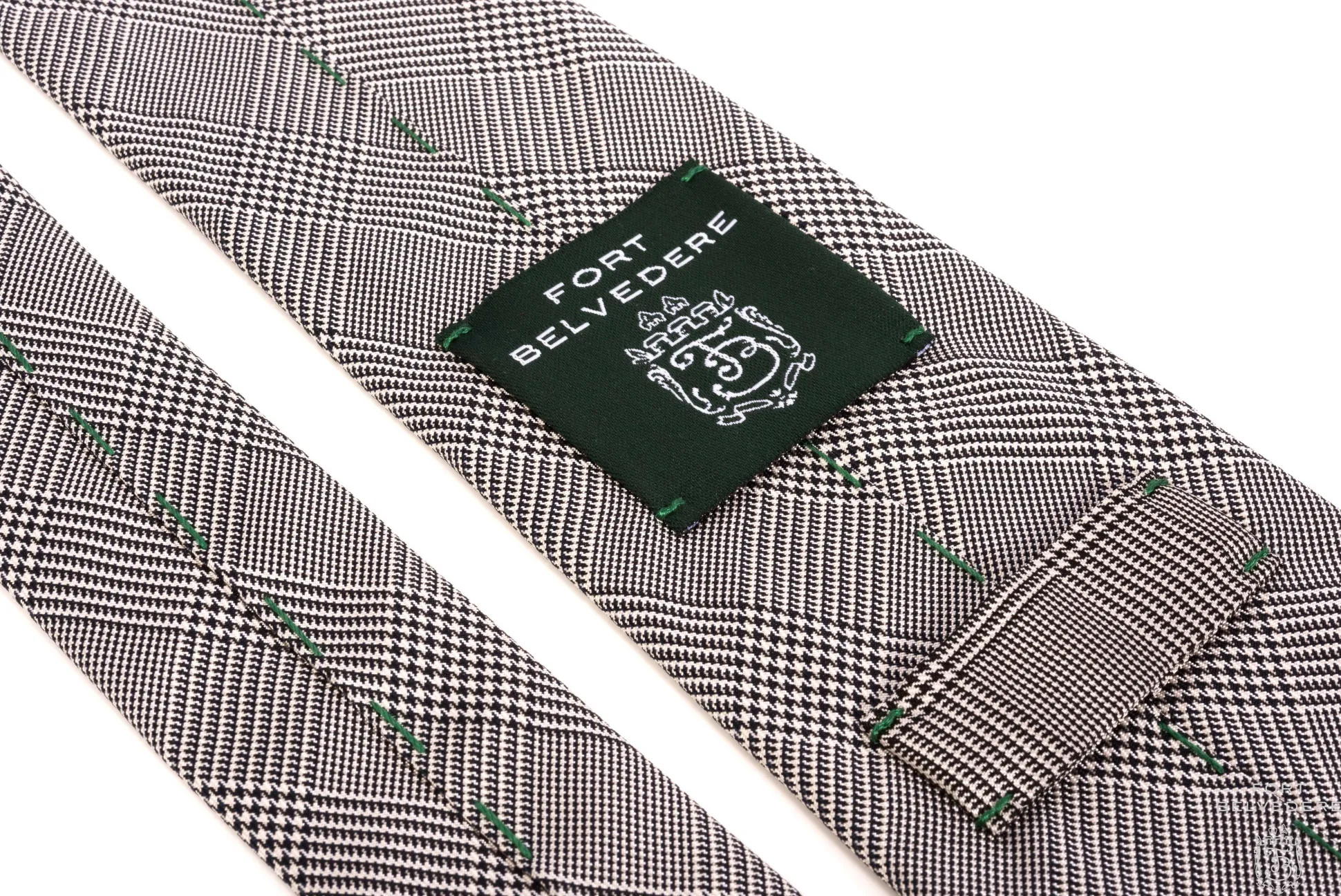 Navy & White Prince of Wales Check Silk Tie
