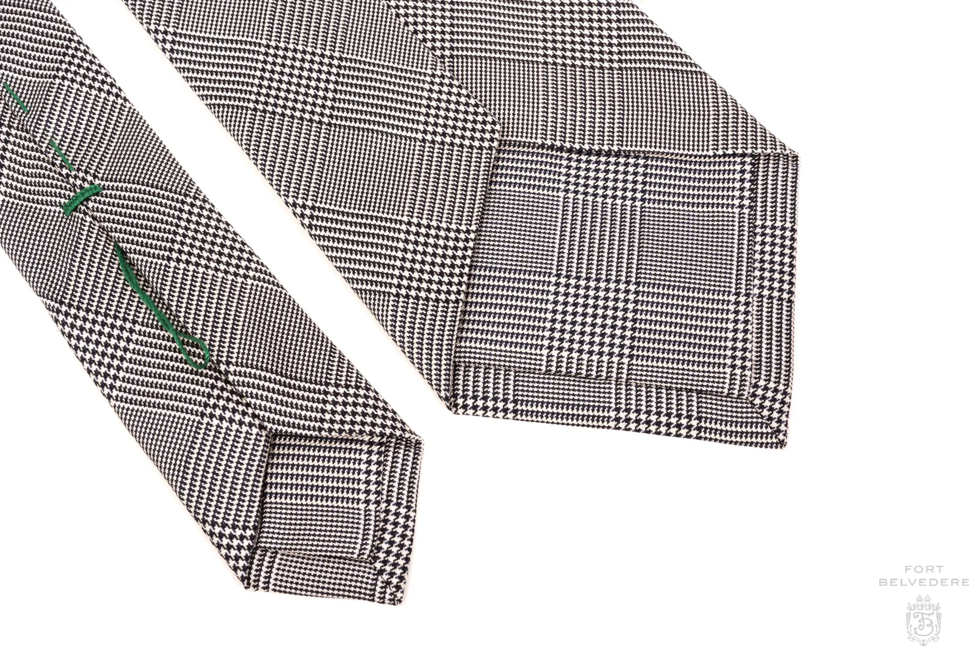 Navy & White Prince of Wales Check Silk Tie