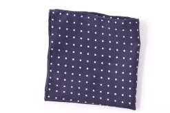 Navy & White Wool Challis Pocket Square